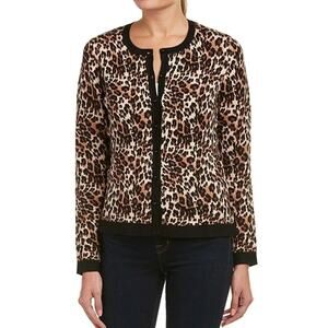 NYDJ‎ Animal Leopard Print Button Front Cardigan Sweater Women Size L Multicolor